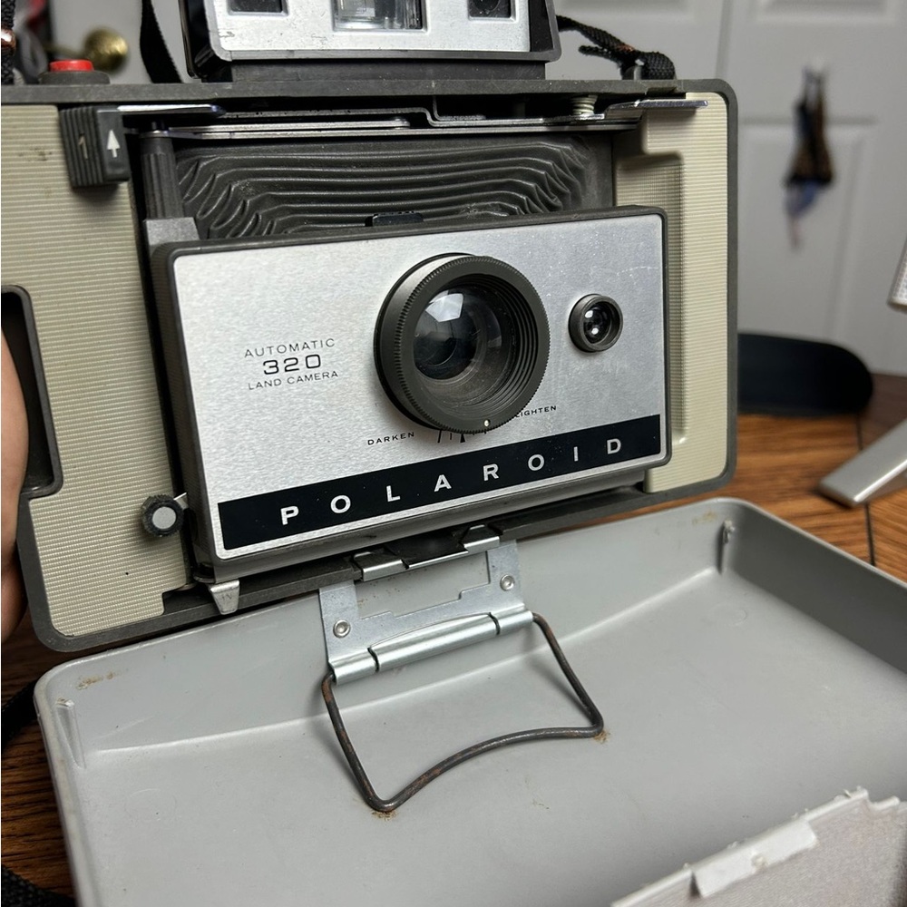 Polaroid 320 Land Camera - Classic Silver and Black